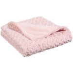 Plaid, couverture en polyester coloris rose clair - longueur 160 x profondeur 120 x hauteur 2 cm