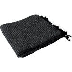 Plaid franges effet tricot coton recycl� 125x150 dune gris fonc�