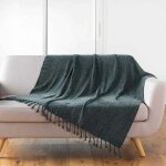 Plaid � franges uni 'm�lissa' 125x150cm anthracite