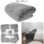 Plaid imitation fourrure grise et sherpa 140 x 200 cm