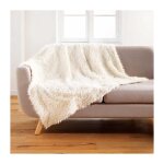 Plaid imitation fourrure 'mouton' 125x150cm naturel