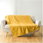 Douceur d'intrieur - plaid jete de lit fauteuil 180 x 220 cm lucilia jaune