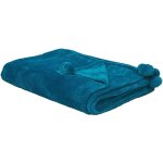 Plaid à pompons bleu turquoise 200 x 220 cm ultra doux au toucher et très décoratif idéal pour salon ... Plaid à pompons bleu turquoise 200 x 220 cm ultra doux au toucher et très décoratif idéal pour salon ...