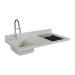 Plan de travail monobloc planiquartz avec vier - 120 cm - snova - vier  gauche - plaque de cuisson ...