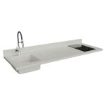 Plan de travail monobloc planiquartz avec vier - 180 cm - snova - vier  gauche - plaque de cuisson ...