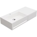 Vente - unique - plan vasque suspendu en solid surface avec porte serviettes - blanc - l90 x l40 x h17 ...