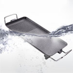 Plancha electrique de barbecue en acier inoxydable, 6828cm, noir