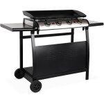 Plancha au gaz 4 brleurs sur chariot - porthos - 10kw. plancha  gaz avec desserte . cuisine extrieure. ...