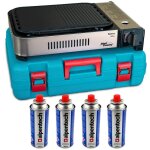 Plancha � gaz barbecue grill 2100w cuisson 30 x 24cm piezo + 4 cartouches gaz + mallette alpen