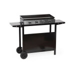 Plancha gaz garden max merida - 4 feux - sur chariot - acier �maill� - 75 x 35 cm - noir