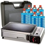 Kemper - plancha  gaz portable 2300w + 8 cartouches de gaz + valise de transport