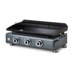 Plancha gaz silvia ii g 3 feux gun metal surface cuisson 67 x 34 cm - 3 br�leurs - plaque fonte - grille ...