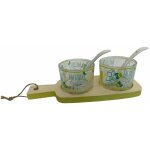 Planche ap�ritif en bois - 2 coupelles - 2 cuill�res