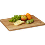 Planche � d�couper �paisse avec rigole en bambou et trou hxlxp: 2 x 40 x 30 cm, nature - relaxdays