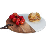 Planche  dcouper ronde, marbre & bois, accessoire de cuisine, hxd: 1, 5x25 cm,  accrocher, nature ...
