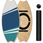 Planche d'�quilibre en bois, skateboard d'int�rieur, 7 modes de planche oscillante avec rouleau et balle ...