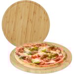 Planches � pizza, lot de 2, bambou, diam�tre de 32 cm, plateaux de service pour fromages, ronds, nature ...