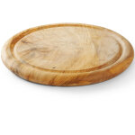 Planche ronde en bois d'olivier pour servir charcuteries, fromages et snacks, diam�tre 260 mm
