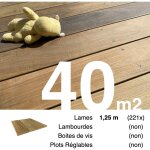 Planches de terrasse bois exotique ipe pour 40 m� ? longueur 1, 25 m ? livraison gratuite