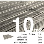 Planches de terrasse pin autoclave gris pour 10 m� ? longueur 5, 1 m