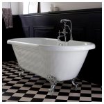 Baignoire ilot charly blanche avec pieds patte d 'aigle chrome