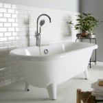 Planetebain - baignoire lot charly blanche rtro + pieds conique blanc