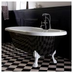 Planetebain - baignoire ilot charly ovale noire et blanche avec pitements blanc