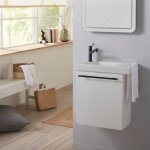 Meuble pour wc blanc avec porte serviette en céramique et mitigeur noir Meuble pour wc blanc avec porte serviette en céramique et mitigeur noir