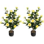 Costway - plante artificielle à fausses fleurs de 95 cm, fausse plante camélia artificiel dans un pot ... Costway - plante artificielle à fausses fleurs de 95 cm, fausse plante camélia artificiel dans un pot ...