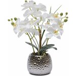 Plante artificielle orchide fleurs artificielles 39 cm avec pot en cramique pour caf, dcoration de ...
