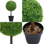 Plante de buis artificiel avec pot forme de boule vert 50 cm - plante artificielle - plante de buis - ...