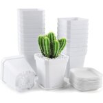 Plante pots, 20 pcs semis pots de fleurs avec soucoupe, pots de plantes carrs pais(7 x 8 x 5)
