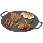 Plaque de barbecue corenne, pole frire ronde lisse teppanyaki en alliage d'aluminium haute conductivit ...