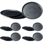 Plaques de cuisson pizza perfor�es, diam�tre 29 cm, cuisine, flammk�che, lot de 20, antiadh�sif, anthracite ...