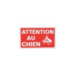 Plaque dcorative 'attention au chien' - rouge / blanc - l 33 x l 20 cm. - livraison gratuite