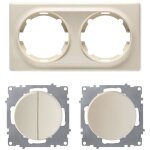 Plaque de finition 2 postes florence + 1 interrupteur double, 1 voie + 1 interrupteur simple allumage ...