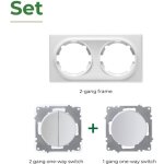 Plaque de finition 2 postes florence + 1 interrupteur double, 1 voie + 1 interrupteur simple allumage ...