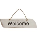 D�coshop26 - plaque murale panneau d�coratif en bois welcome en bois style vintage 10x43x1cm blanc 040004869 ...