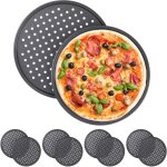 Relaxdays - plaque � pizzas, lot de 10, plat four perfor�, trous, acier au carbone, moule, antiadh�sif, ...