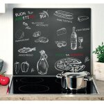 Kesper - plaque de protection et cuisini�re avec motif d�coratif, planche � d�couper en verre multifonction ...