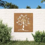 Le poisson qui jardine - plaque tableau d�coration murale jardin 55 cm de long: arbre 2 en corten - rouille ...