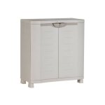 Armoire basse de rangement en r�sine plastiken - 2 grandes �tageres - l 90 x p 45 x h 100 cm - gamme ...