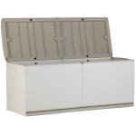 Plastiken - coffre 450l interieur / exterieur fonctionnel et esthetique cadenassable avec roulettes beige ...