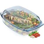 Kadax - plat rsistant  la chaleur avec couvercle pour la cuisson 5l, verre rectangulaire