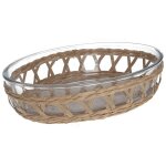 Plat � four ovale filet 26x18 cm en verre transparent