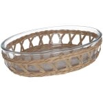 Plat à four ovale filet 26x18 cm en verre transparent Plat à four ovale filet 26x18 cm en verre transparent