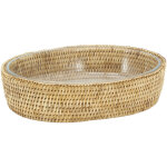 Plat ovale en pyrex et support rotin ovale