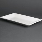 Plat rectangulaire de service en porcelaine blanche 250 x 150 mm - boite de 4 - olympia