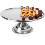 Plat de service elegant sur pied en inox pour gateaux snacks