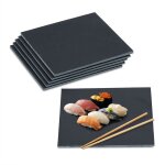 Plat de service, lot 6, forme carre, pour servir fromage / sushis / desserts, 25 x 25 cm, noir - relaxdays ...